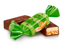 شکلات نوگات nougat روشن سبز با کارامل و مغز بادام زمینی بسته 1 کیلویی