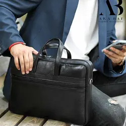کیف اداری بزرگ مردانه چرم طبیعی - کد 2002