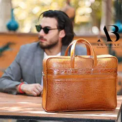 کیف اداری بزرگ مردانه چرم طبیعی - کد 2002
