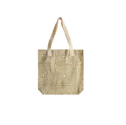 ساک هدیه پارچه ای گوشه مدل لوزی بژ کد 22911 سایز متوسط