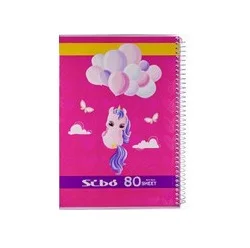 دفتر سیمی 80 برگ جلد پرسی سیبو طرح پونی