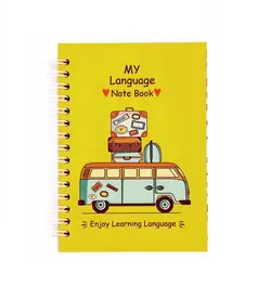 دفترچه لغت زبان من آبرنگ طرح ماشین زرد سایز A6