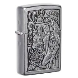 فندک اورجینال بنزینی زیپو مدل Zippo 49442 SKULL AND ANGEL E