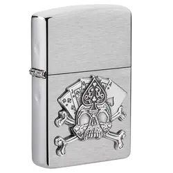 فندک اورجینال بنزینی زیپو مدل Zippo 49293 CARD SKULL EMBLEM