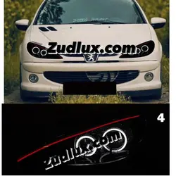 کاسه چراغ جلو اسپرت پژو 206 مدل دو رینگ گلس سفید ابرو قرمز