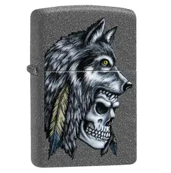 فندک زیپو اصل Zippo WOLF SKULL FEATHER DESI کد 29863