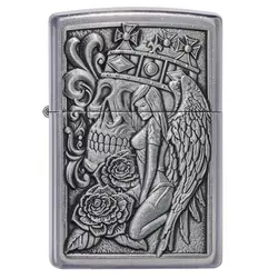 فندک اورجینال بنزینی زیپو مدل Zippo Skull and Angel Emblem Design |