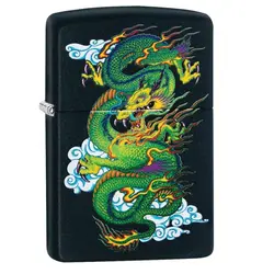 فندک اورجینال بنزینی زیپو مدل Zippo Black Matte Dragon