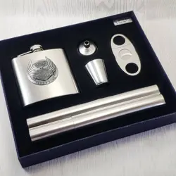 ست قمقمه جیبی استیل مدل جای سیگار برگ و کاتر | زودلوکس Zudlux.com | لوکس استایل