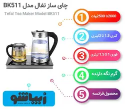 چای ساز تفال 2200 وات مدل Tefal BK511