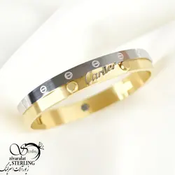 دستبند النگویی استیل مردانه دورنگ