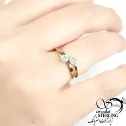 انگشتر برند استیل نگین دوبل