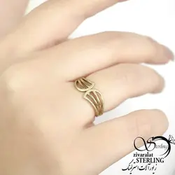 انگشتر طلاروس فری سایز طرح بادبزنی