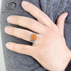 انگشتر عقیق رکاب مستطیلی عیار925