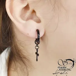 گوشواره فیک آویز صلیب استیل