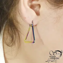 گوشواره هولوگرامی مثلث برند استیل