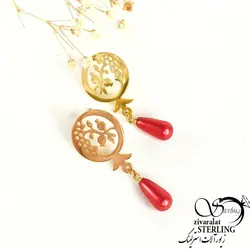 گوشواره آویز اناری برند استیل