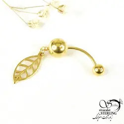 پیرسینگ استیل ناف آویز برگ