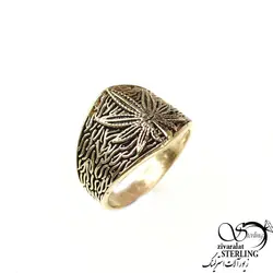 انگشتر مردانه طلاروس طرح برگ