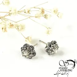 گوشواره میخی نقره سیاه قلم