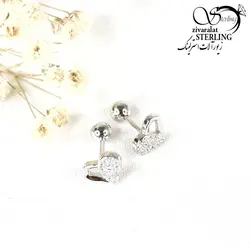 پیرسینگ گوش نقره طرح قلب شنی