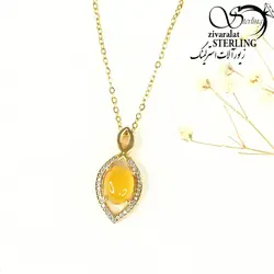 گردنبند طرح برگ سنگ شرف الشمس