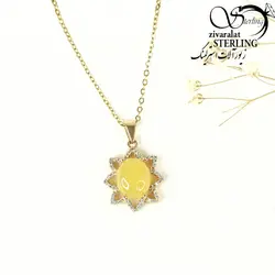 گردنبند سنگ شرف الشمس طرح جواهر طلاروس