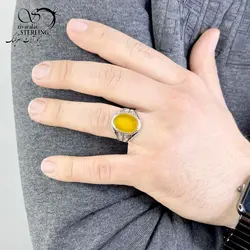 انگشتر طرح هاشور سنگ شرف الشمس نقره ایتالیا