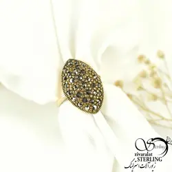 انگشتر بیضی برند طلاروس طرح طلا - فروشگاه زیورآلات استرلینگ