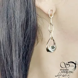 گوشواره اشکی آویز زنجیری برند ژوپینگ - فروشگاه زیورآلات استرلینگ