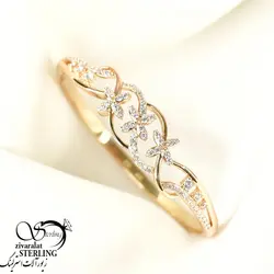 دستبند النگویی گل نگین دار برند ژوپینگ - فروشگاه زیورآلات استرلینگ