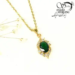 گردنبند طلاروس طرح کلاسیک طرح زمرد - فروشگاه زیورآلات استرلینگ