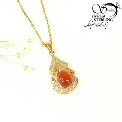 گردنبند آویز برند طلاروس سنگ عقیق - فروشگاه زیورآلات استرلینگ