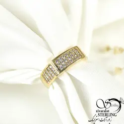 انگشتر طلاروس نگین اتمی روکش طلا - فروشگاه زیورآلات استرلینگ