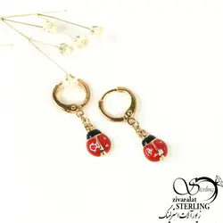 گوشواره ژوپینگ آویز کفشدوزک بچه گانه - فروشگاه زیورآلات استرلینگ