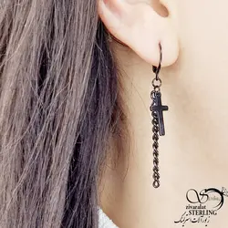 گوشواره آویز صلیب برند استیل - فروشگاه زیورآلات استرلینگ