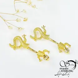 پیرسینگ ناف طرح مارمولک طلایی کد 10703