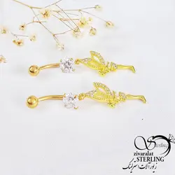 پیرسینگ ناف آویز فرشته روکش طلا کد 10717