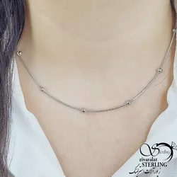 گردنبند (زنجیر) گوی دار سفید برند استیل کد 10876