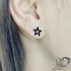گوشواره استیل ستاره توخالی رنگ ثابت کد 10916