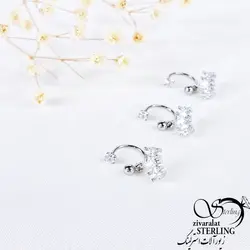پیرسینگ آویز تاج جواهری نقره ای کد 10961