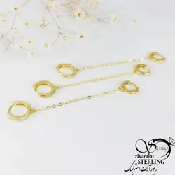 گوشواره زنجیری طلایی با نگین اتمی کد 10985