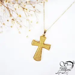 گردنبند صلیب طلایی استیل کد 11312