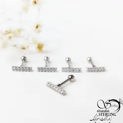 پیرسینگ گوش مستطیلی نگین دار کد 11388