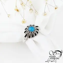 انگشتر رکاب اشکی نقره با سنگ فیروزه کد 11421