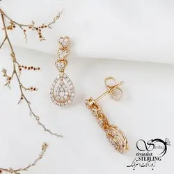 گوشواره جواهری آویز اشکی ژوپینگ کد 11845