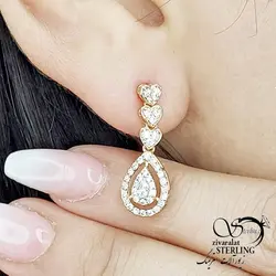 گوشواره جواهری آویز اشکی ژوپینگ کد 11845