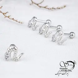 پیرسینگ گوش طرح مار نگین دار کد 12302