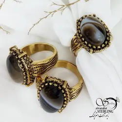 انگشتر استیل با سنگ عقیق سایز11 کد 12648