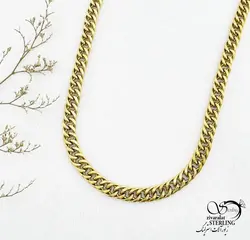 خرید و قیمت گردنبند طلایی استیل مردانه کد 12827 | خرید گردنبند استیل love با نگین اتمی در فروشگاه زیورآلات استرلینگ